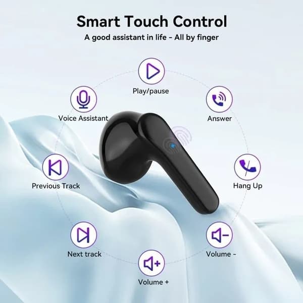 Trådløse Bluetooth 5.2 ørepropper, støydempende, vanntette, for sport og utendørsbruk