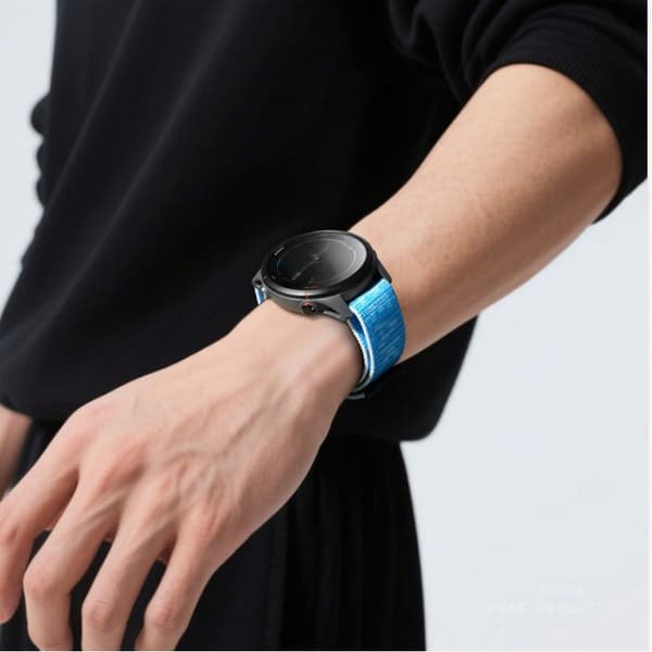 Nylon Loop Armband Kompatibel med Garmin Forerunner 255/265/165, Andningsbar, Säker, Blå