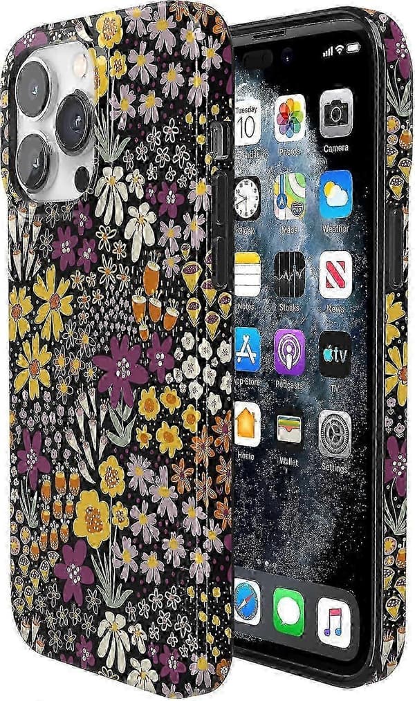 Ny iPhone 14 Pro Max Deksel | Plommeblomstret | Klassisk Ultratynt Dekseldesign