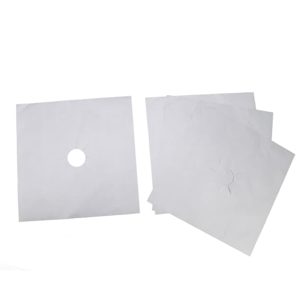 Spisbrännarskydd, silver, 27x27cm, PTFE non-stick, gasspis skyddsdynor, 4-pack