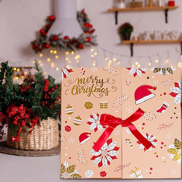 Tomme nedtellingsbokser, 24-dagers adventskalender, stil B, papir festlig oppbevaringsdekorasjon