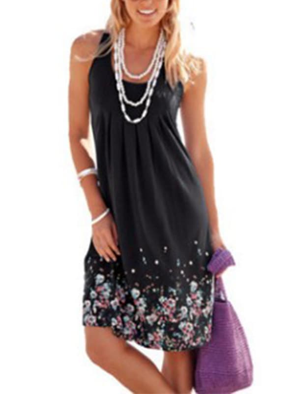 Uformell blomstrete kjole for damer Black L
