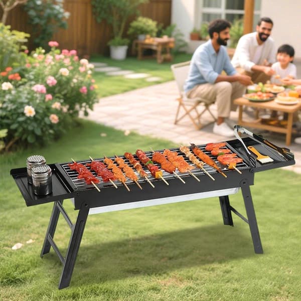 Bærbar sammenklappelig kulgrill, kompakt til udendørs grill og camping