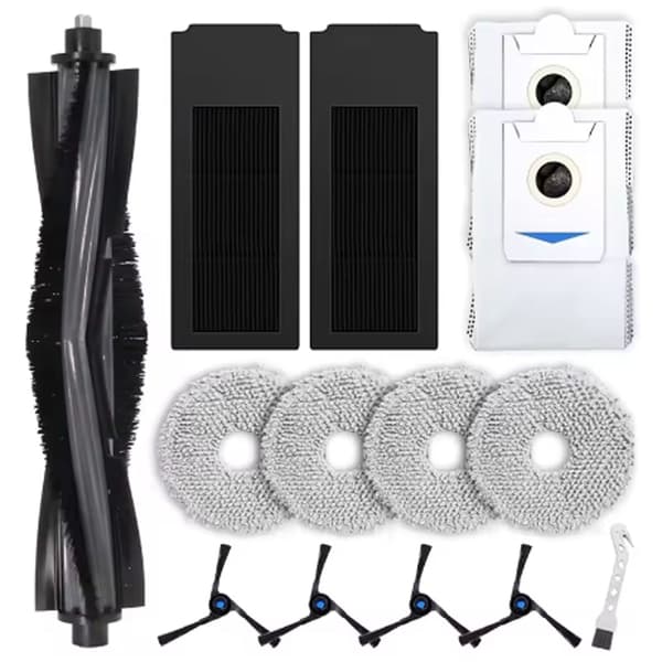 Ecovacs X2/X2Pro Robotstøvsuger Tilbehørssæt, 14 dele, Hovedbørste, Sidebørster, Filtre, Klude, Støvposer