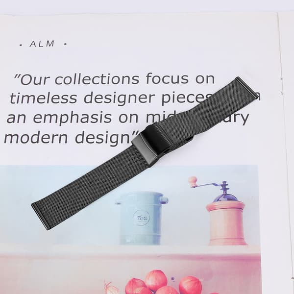 22 mm urrem i rustfrit stål til Samsung Huawei, sort, premium metalarmbånd