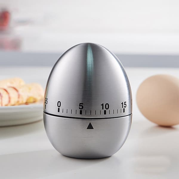 Eggtimer i rustfritt stål, 60-minutters mekanisk kjøkkentimer, sklisikker base, for baking