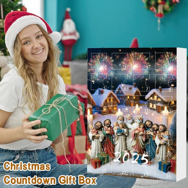 Akryl Jesus Julekalender 2025, 2D Ornament Anheng for Vindu, Bil, Hagepynt E