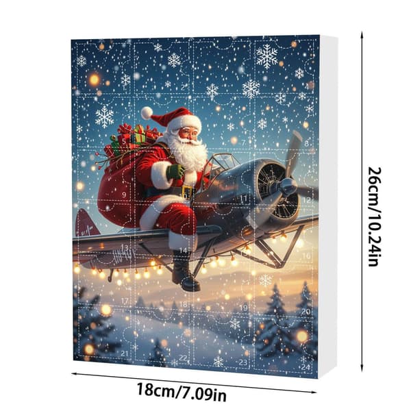 Julkalender 2025, 24-dagars nedräkning med tomtefordon, akryl, stil A