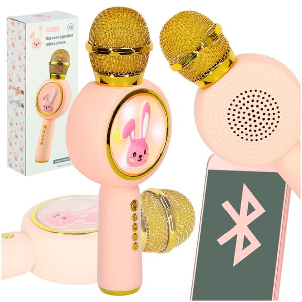 Børne-karaokemikrofon med indbygget højttaler, Bluetooth, trådløs, bærbar, til børn