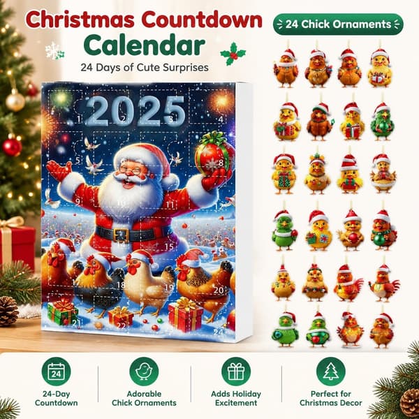 Julekalender 24-dagers adventskalender med dyreanheng, stil H