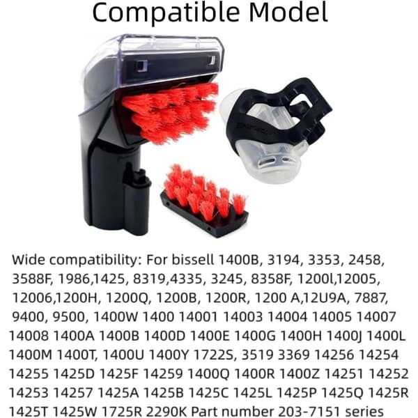 Udskiftningsbørstehoved kompatibel med Bissell 1400-serien, ABS Nylon, til Little Green, Sort