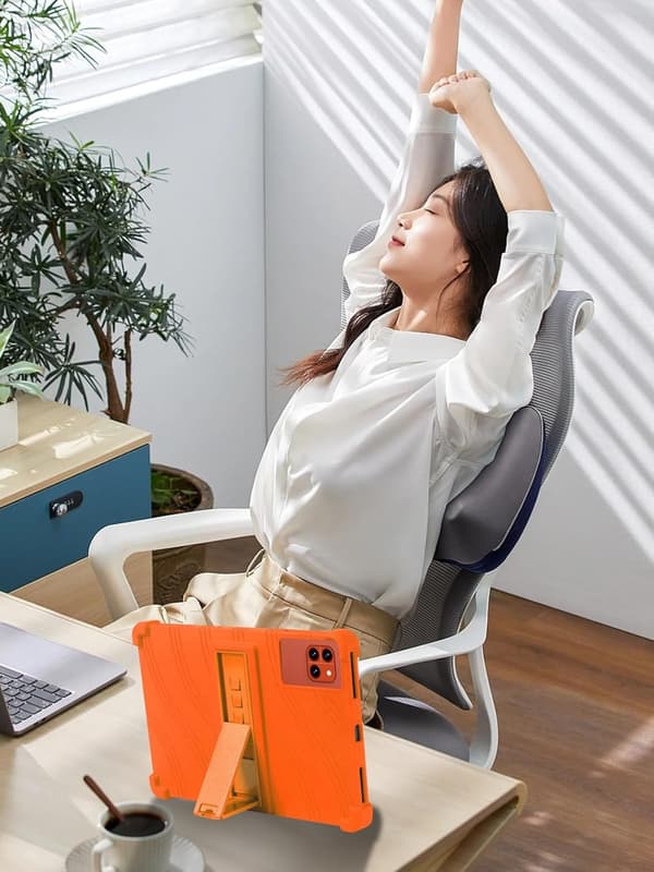 Blødt silikone tabletcover kompatibelt med Callsky Tab Ctab 10 10.1\", justerbart stativ, stødsikkert, til børn, orange