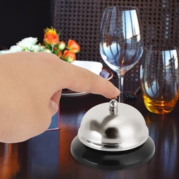 Middagsklokke i rustfrit stål, skrivebordsserviceklokke til køkken, kaffebar, restaurant