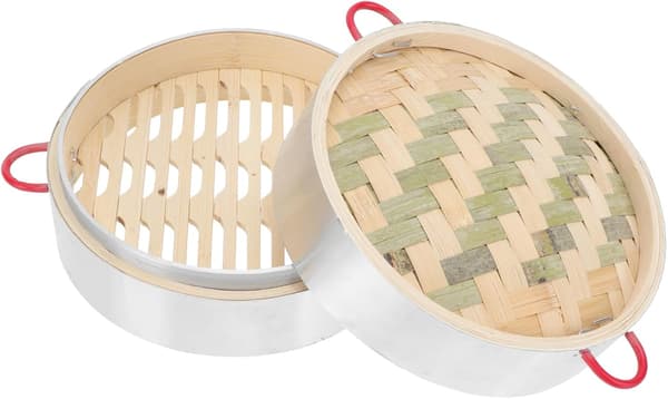 2-delt 20 cm aluminiumsramme dampkurvsæt med låg, genanvendelig dumplingdamper til madlavning og morgenmad