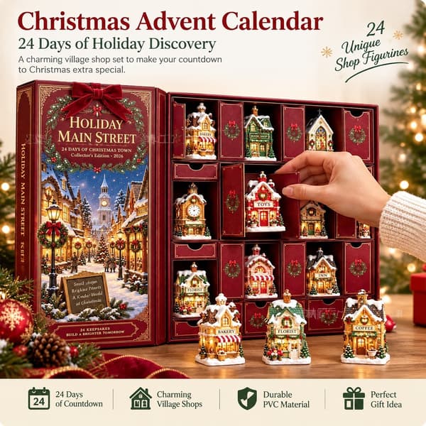 Jule-adventskalender 24-dages nedtælling, Sneby-butiksfigur, PVC blind box-gave