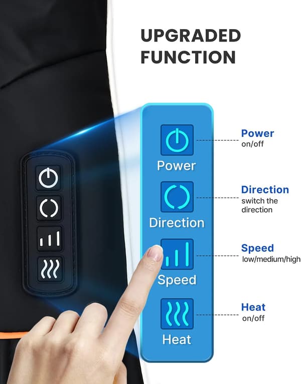 Elektrisk Shiatsu Nack- och Ryggmassager med Värmeterapi, Djupknådande Noder för Muskelvärk, Ergonomisk Design med 8 Noder