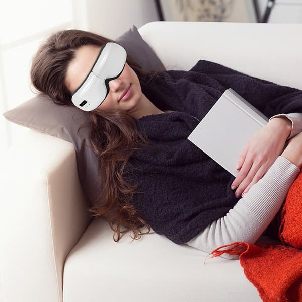 Øjenmassager med musikterapi, hvid, vibration og varme, afslapning
