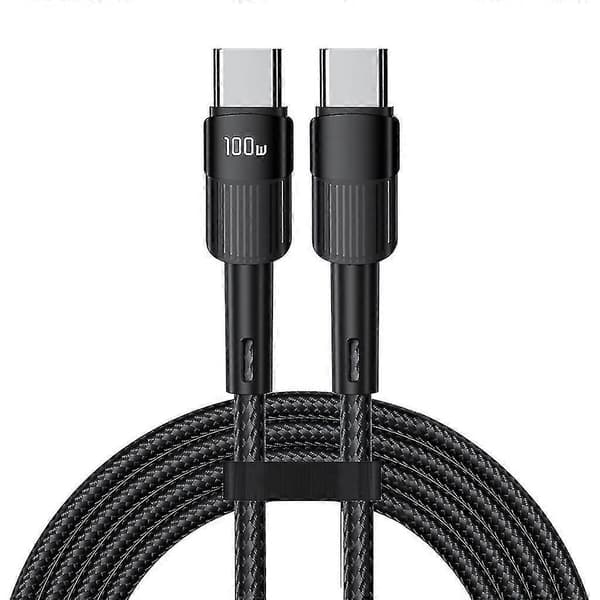 100W USB-C til USB-C PD Hurtigopladningskabel 2m Højhastighedsopladerkabel til bærbar computer tablet telefon 2m Black
