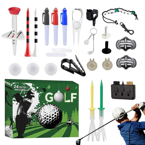 24-dagers julekalender med golfballer og pegger, nedtellingsminne