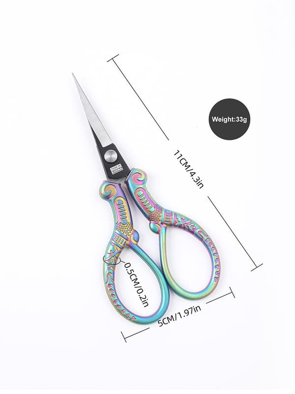 Broderisaks til præcis klipning, flerfarvet, rustfrit stål, skarpe blade, multifunktionel håndværk MultiColor