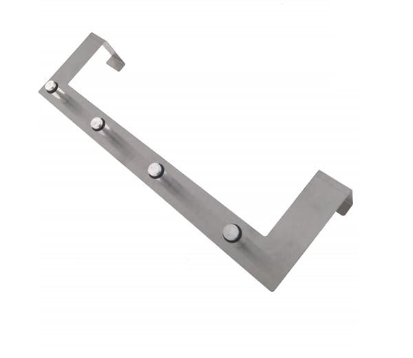 Dørhenger med 4 kroker, rustfritt stål, 30x10x4 cm, for klesoppbevaring