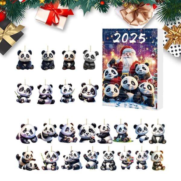 24-dagars Panda Berlock Adventskalender 2025, 2D Akryl Julnedräkning, Stil B
