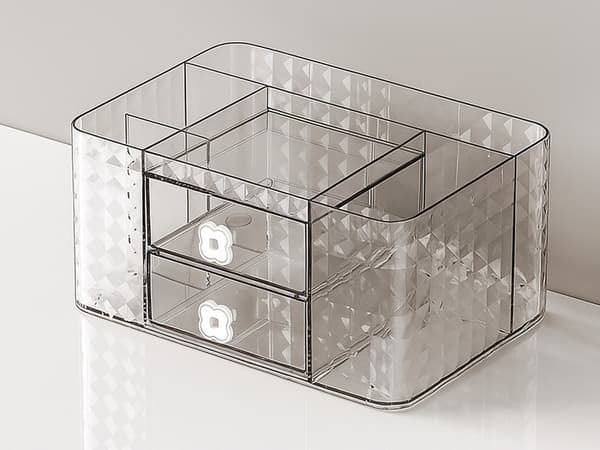 Makeup Organizer med Skuffer, Kosmetisk Opbevaringsboks til Skrivebord, Badeværelse, Smykker, Klar