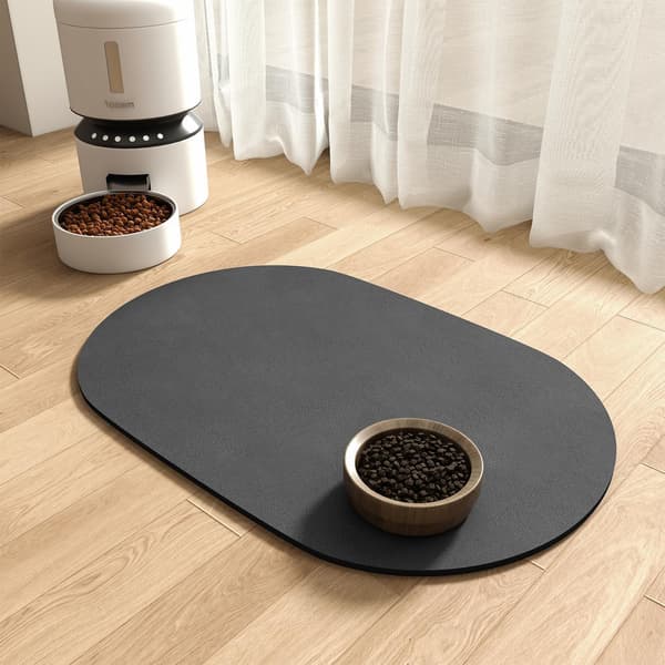 Absorberende hurtigtørrende fodermåtte til kæledyr, ingen pletter, til små hunde og katte, vandskålmåtte, kæledyrsartikler. Dark Gray 40 x 60 cm