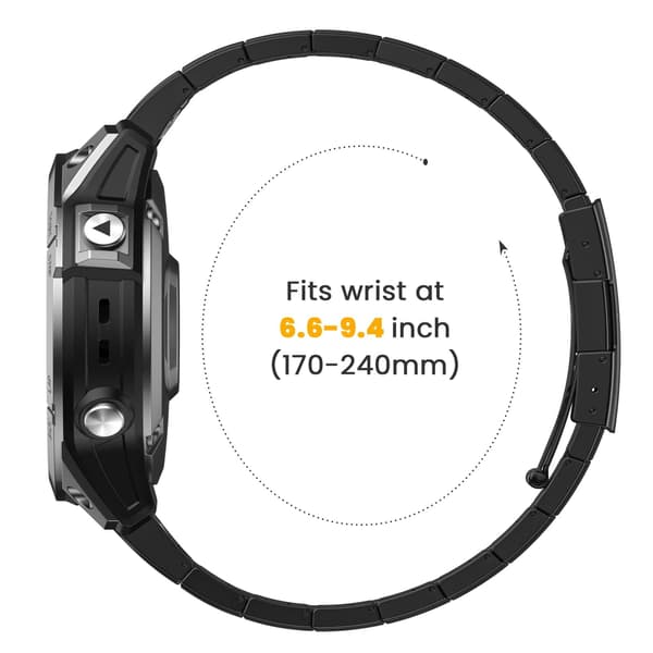 Titanium urrem til Garmin Fenix 7X 6X Pro 5X Plus, sort, 26mm, Quick Release