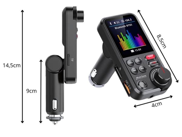 Bluetooth FM-lähetin, BT 5.0, Handsfree, QC-lataus, Kaiutin, 12-24V