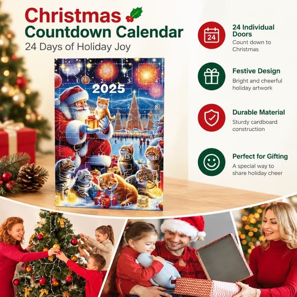 Julekalender 24 dager, Akryl Adventskalender for barn og voksne, Juledekorasjon A