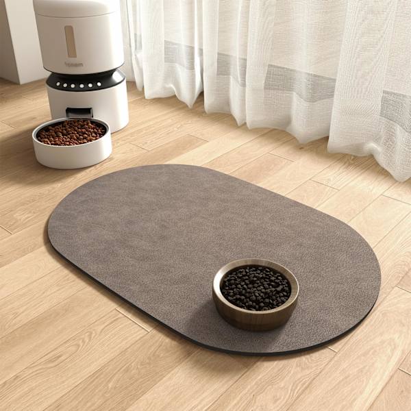 Absorberende hurtigtørrende fodermåtte til kæledyr, ingen pletter, til små hunde- og kattefoder- og vandskåle. Brown 30 x 50 cm