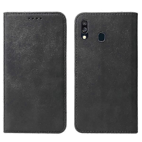Magnetiskt läderfodral för Samsung Galaxy A40 Black