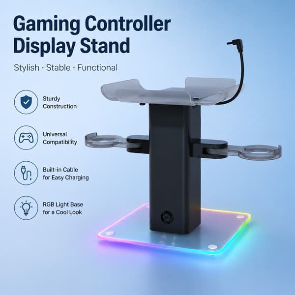 Oculus Quest 3/3S Ladestasjon og RGB-stativ, svart, hurtiglading, plassbesparende