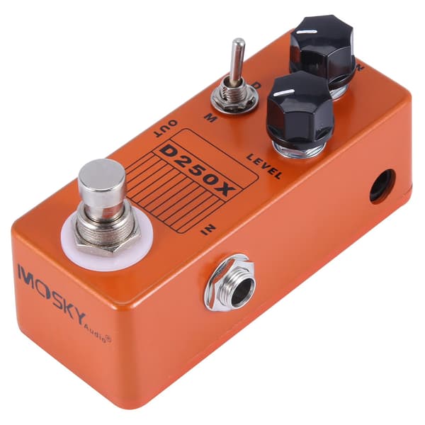 D250X Mini Overdrive Preamp Guitar Effektpedal, True Bypass, Orange, Metal, Kompakt