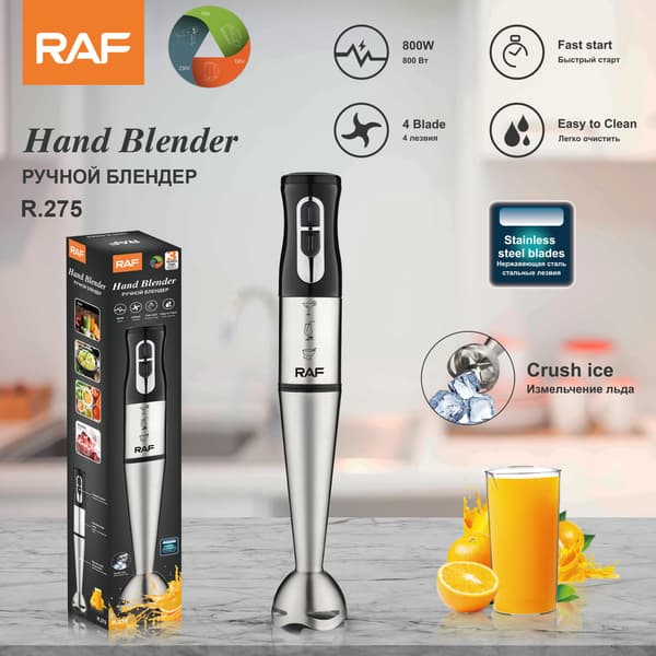 RAF Stavmixer Hackare Elektrisk Mixer för Puré Barnmat Smoothies Rostfritt Stål Blad