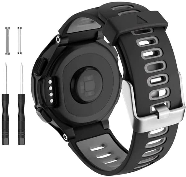 Silikoneurrem kompatibel med Garmin Forerunner 220/230/235/620/630/735XT, sort grå