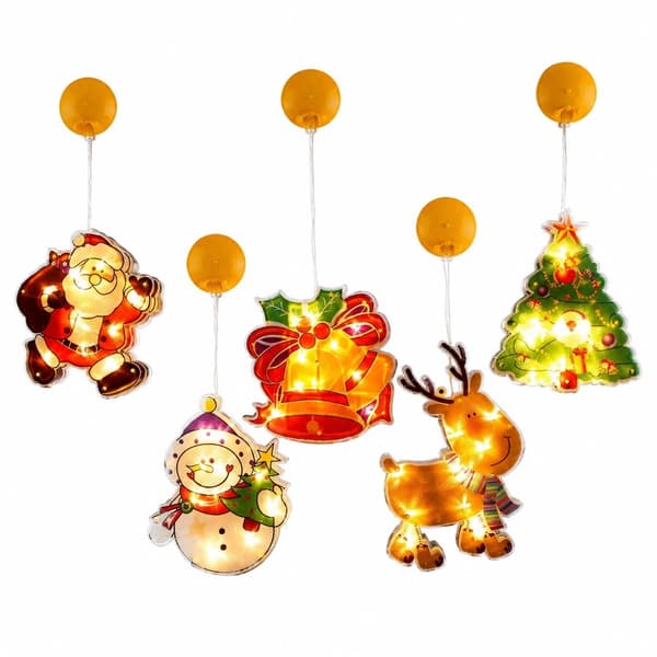 LED Jule sugekopplys, Nisse Snømann Dekor, Vindus Trepynt, Julefest