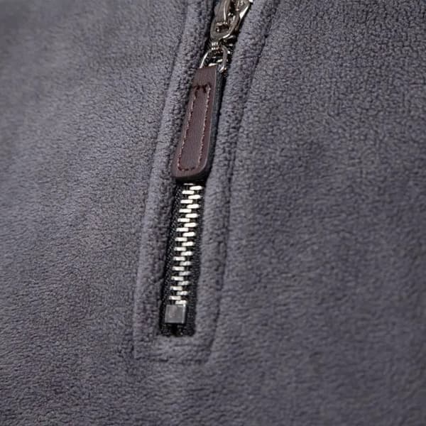 Herre Fleece Pullover 1/4 Lynlås Sweatshirt, Høj Hals, Varm, Tyk, Arbejdsjakke, Sort