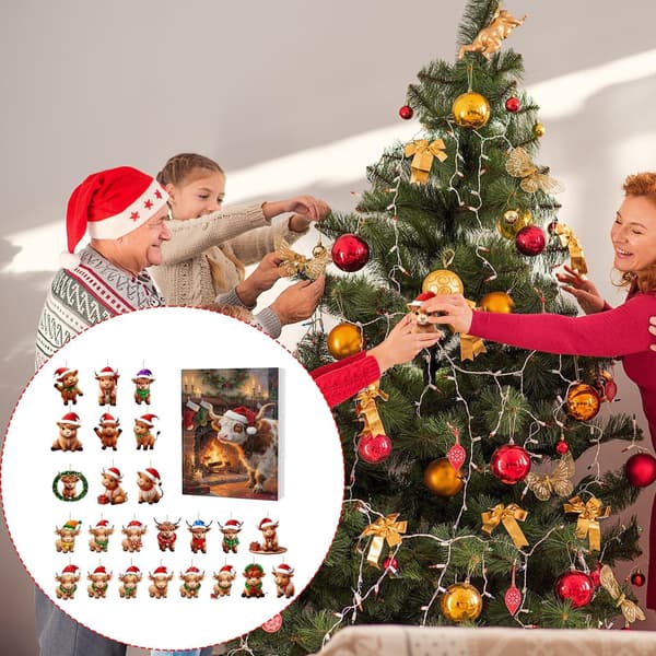 Julkalender 24-dagars 2D Akryl Nedräkning till Jul, Stil B