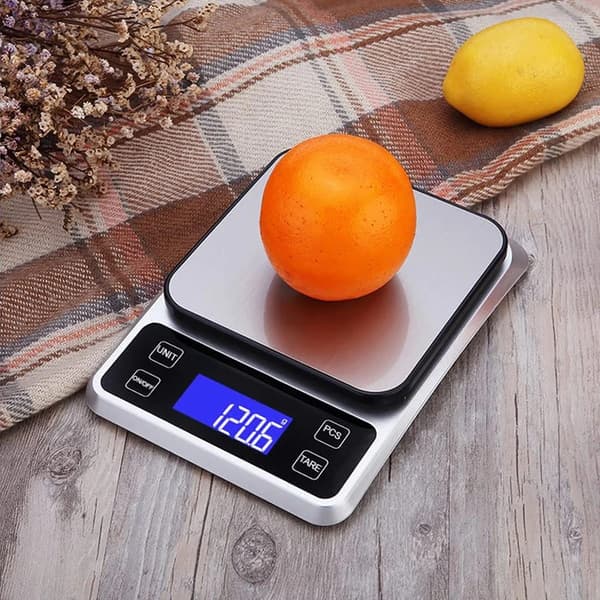 3 kg digital køkkenvægt, LCD-display, rustfrit stål - Tilbehør til hjemmekøkkenet