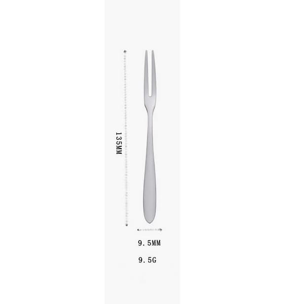 Fruktgafler i rustfritt stål, speilfinish, 2-tind, sett med 10