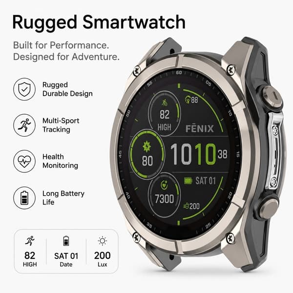 Støtfangerbeskyttelse i rustfritt stål kompatibel med Garmin Fenix 8 47mm, støtsikker støtfanger, sølv