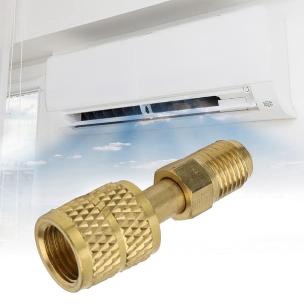 R410 Messingadapter 1/4\" Han til 5/16\" Hun, Ladeslange til Pumpe, HVAC