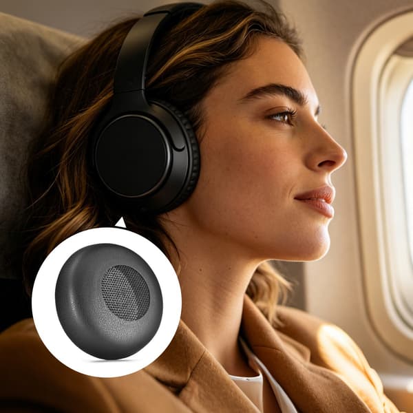Øreputer for Jabra Evolve 20/30/40/65/65+, 1 par, svart, proteinlær