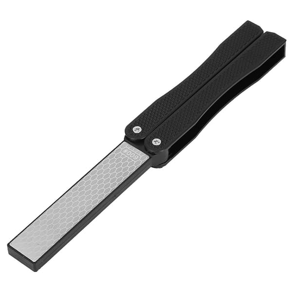Foldbar dobbeltsidet knivsliber, diamant, bærbar, skridsikker, sort