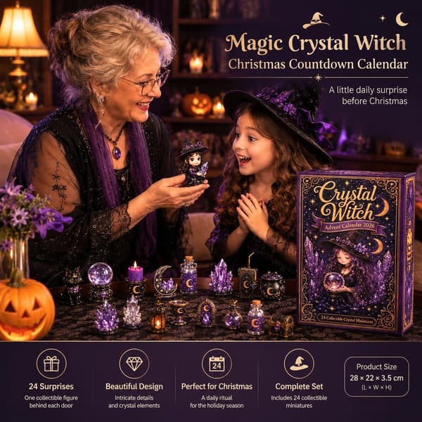 Magic Crystal Witch jule-nedtællingskalender, 28x22x3,5 cm PVC blind box PVC 3D Model 28x22x3.5cm