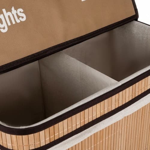Klesvasksorterer i bambus, 2 rom, 100L, stor kapasitet, holdbar