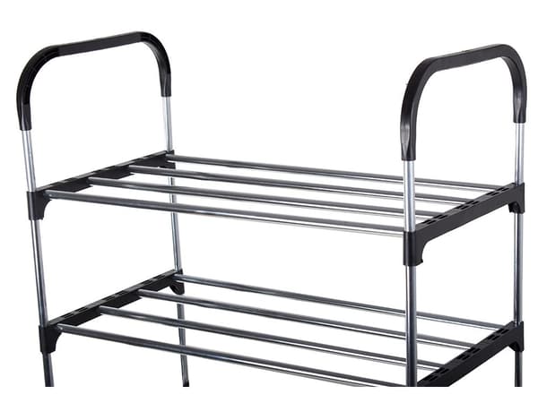 4-etasjes skostativ, rommer opptil 12 par, aluminium, utvidbart, enkel montering