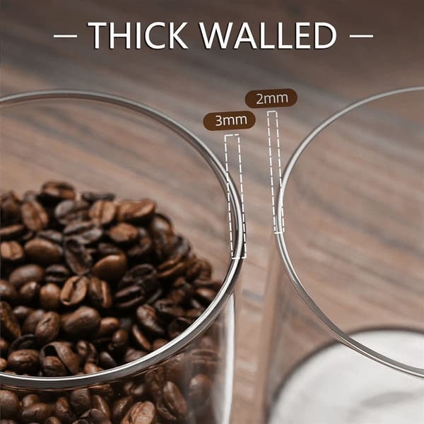Matförvaringsburk i glas med lufttätt lock, 800 ml, borosilikat, för kaffe, te, socker